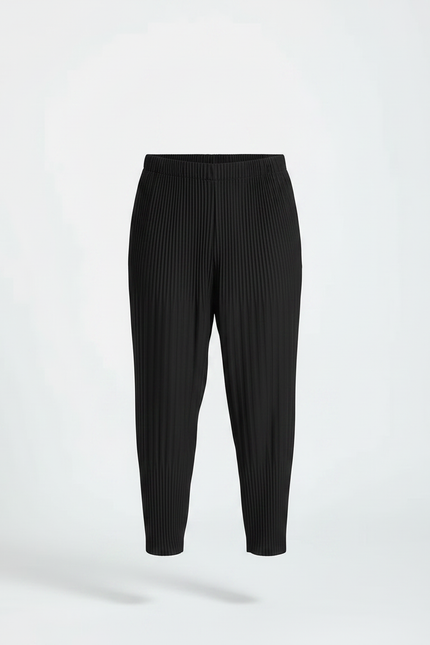Pantalon Japonais Noir Plissé Ample Décontracté Fluide - Polyester - vue 3