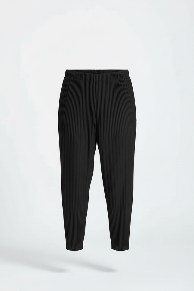 Pantalon Japonais Noir Plissé Ample Décontracté Fluide - Polyester - vue 3