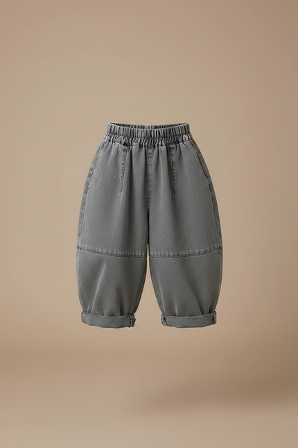 Pantalon Japonais Gris Ample Denim Enfant Fille - Jean - vue 3
