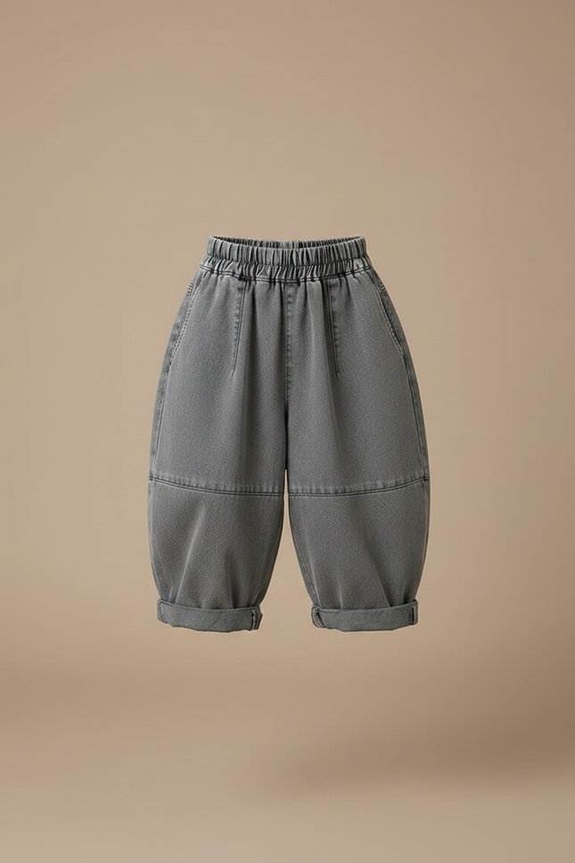 Pantalon Japonais Gris Ample Denim Enfant Fille - Jean - vue 3