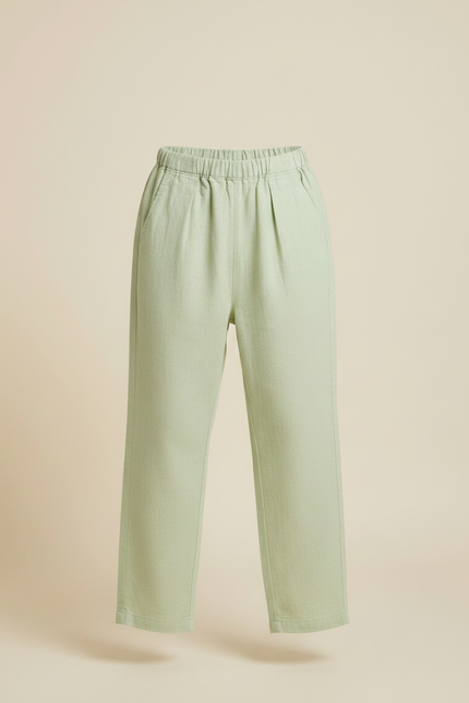 Pantalon Japonais Vert Ample Coton Confortable Enfant - Lin - vue 3