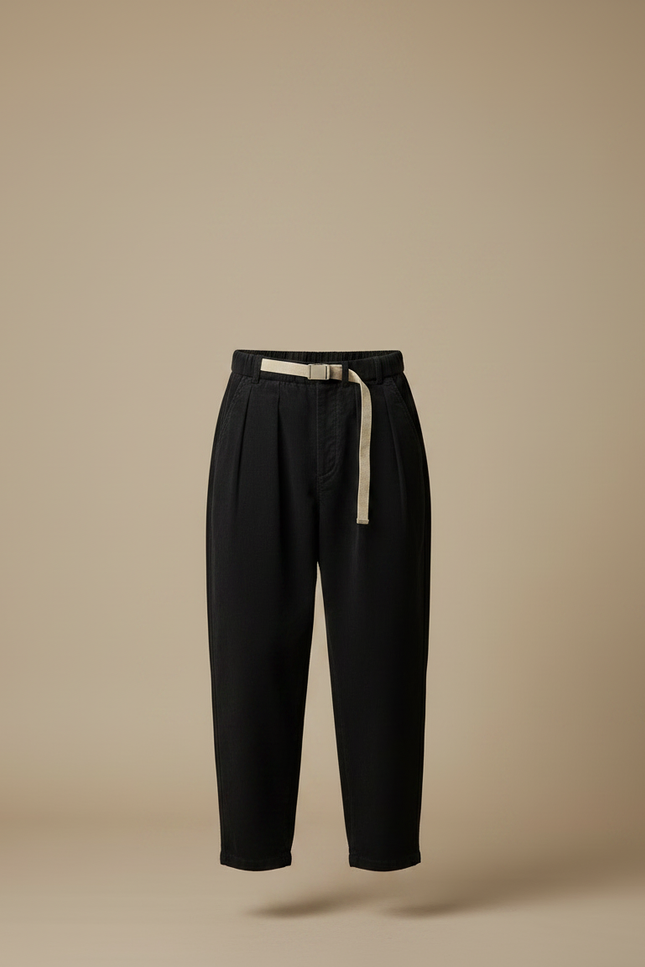 Pantalon Japonais Noir Plissé Ample Décontracté Coton - vue 3