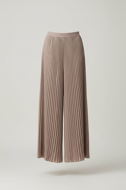 Pantalon Japonais Plissé Fluide Ample Élégant Marron - Polyester - vue 3