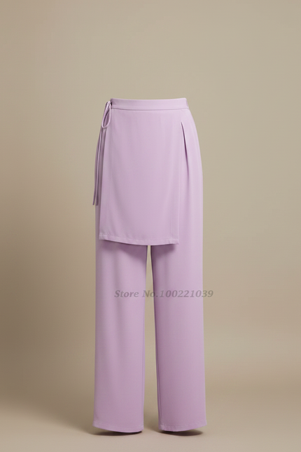 Pantalon Japonais Lavande Ample Fluide Décontracté Élégant - Violet Polyester - vue 3