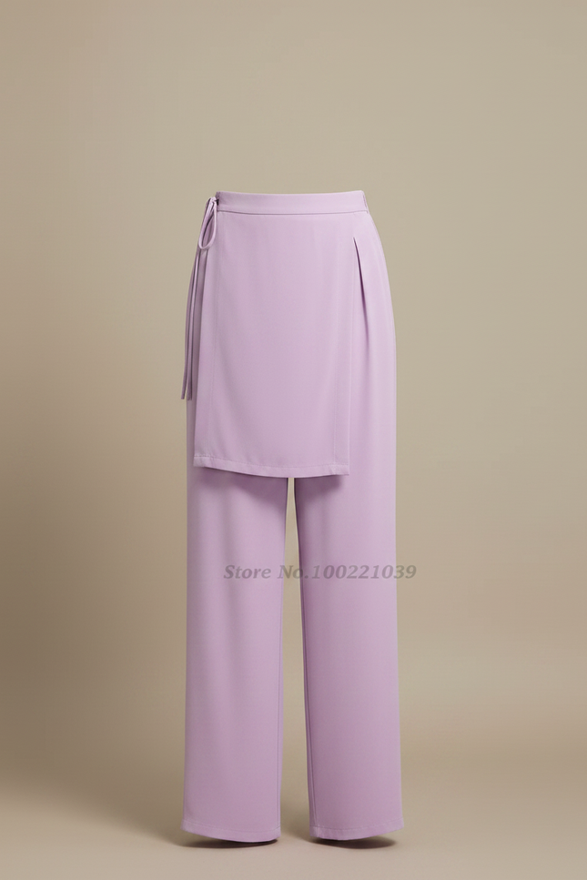 Pantalon Japonais Lavande Ample Fluide Décontracté Élégant - Violet Polyester - vue 3