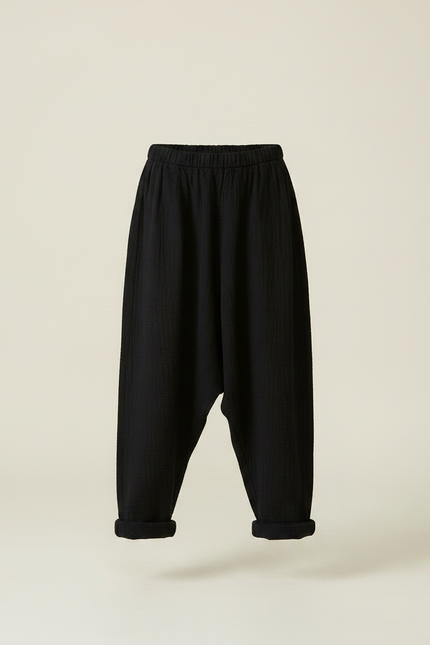 Pantalon Japonais Noir Ample Coton Enfant Décontracté - vue 3