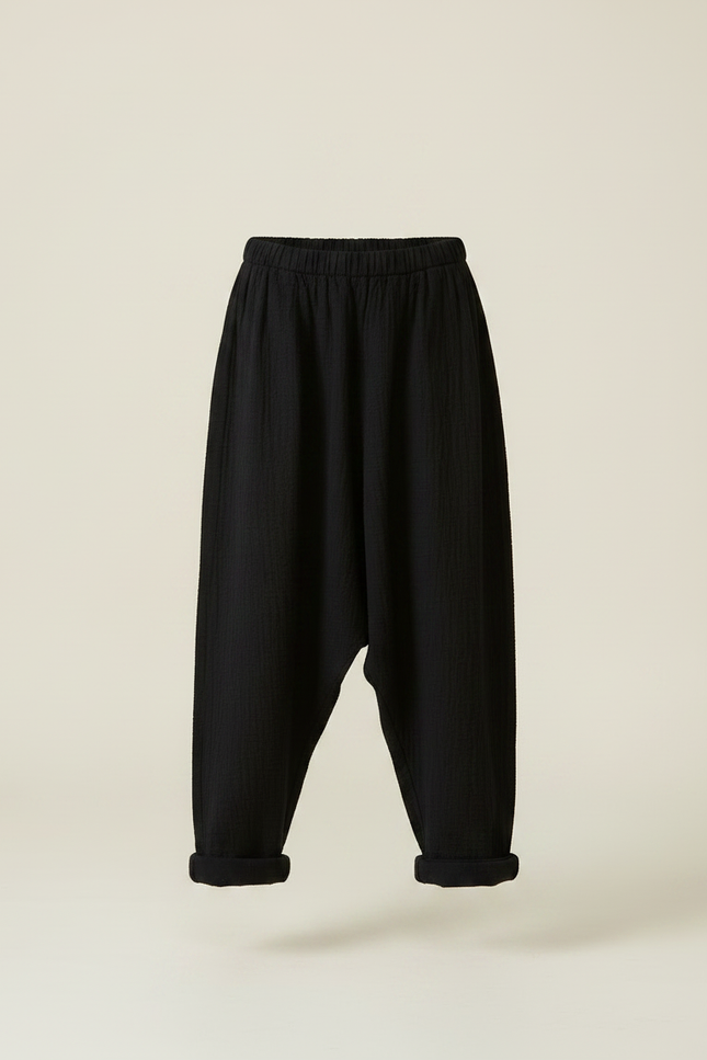 Pantalon Japonais Noir Ample Coton Enfant Décontracté - vue 3