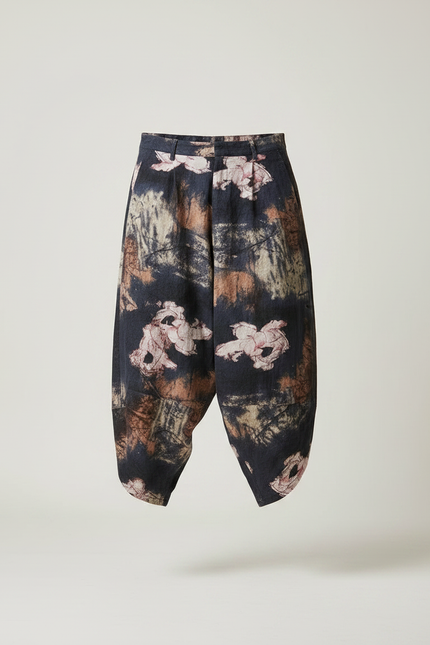 Pantalon Japonais Sarouel Imprimé Floral Ample Décontracté Homme - Lin - vue 3