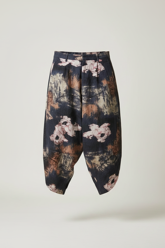 Pantalon Japonais Sarouel Imprimé Floral Ample Décontracté Homme - Lin - vue 3