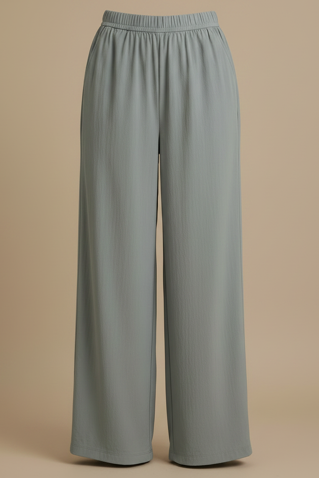 Pantalon Japonais Gris Fluide Ample Décontracté Léger - Polyester - vue 3