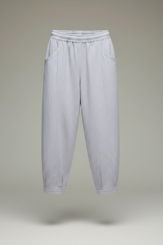 Pantalon Japonais Harem Coton Lin Ample Gris Décontracté - vue 3