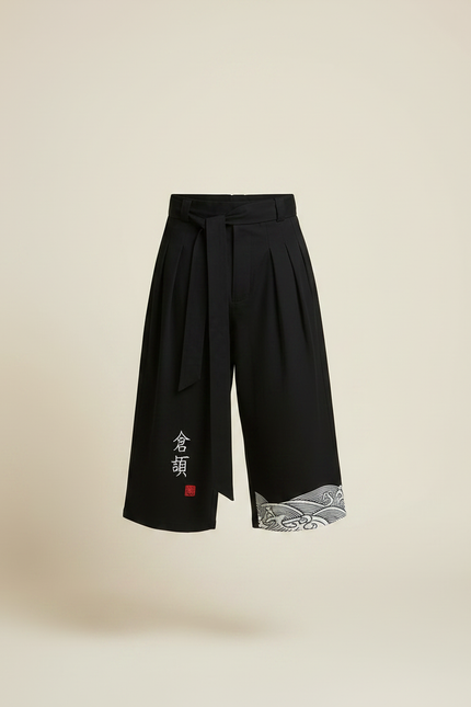 Pantalon Costume Japonais - Noir Gabardine - vue 3