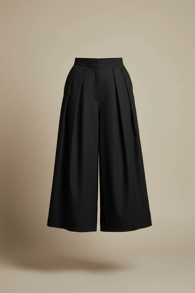 Pantalon Japonais Noir Plissé Ample Élégant Fluide - Gabardine - vue 3