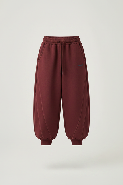 Pantalon Japonais Bordeaux Ample Molleton Confortable Fille - vue 3