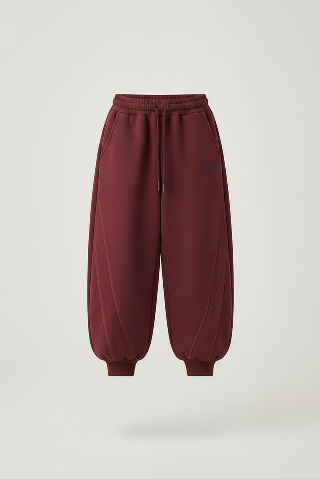 Pantalon Japonais Bordeaux Ample Molleton Confortable Fille - vue 3
