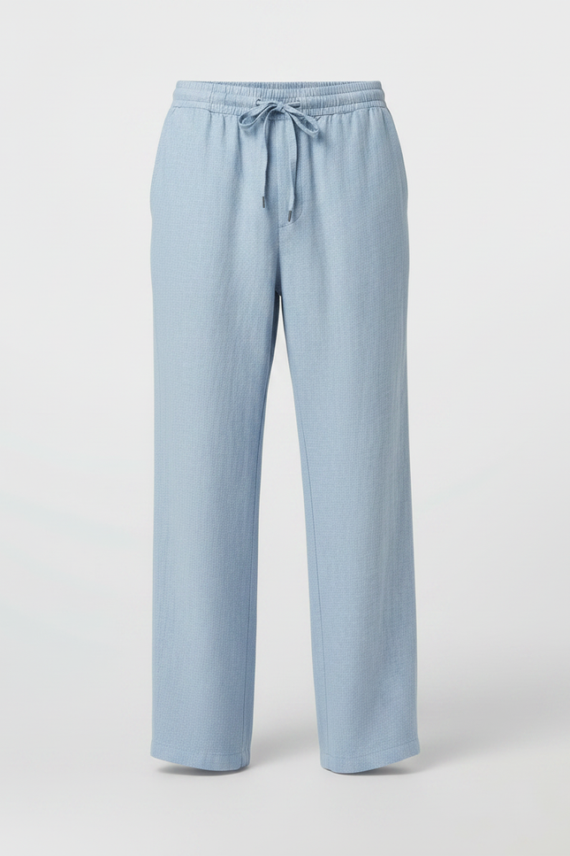 Pantalon Japonais Lin Ample Bleu Ciel Fluide - vue 3