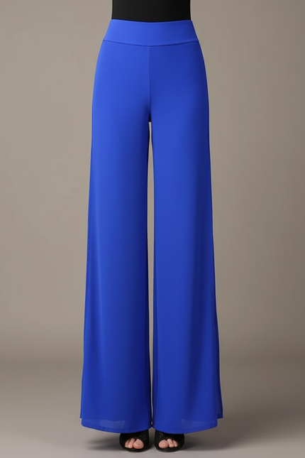 Pantalon Japonais Bleu Fluide Fendu Élégant Chiffon - Polyester - vue 3