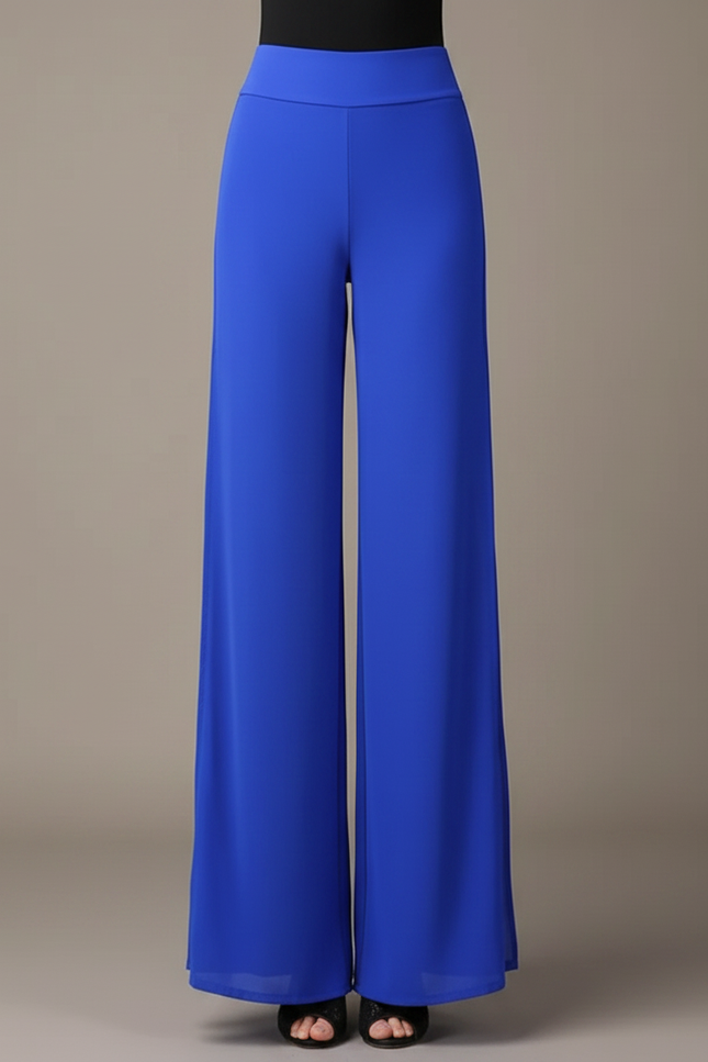 Pantalon Japonais Bleu Fluide Fendu Élégant Chiffon - Polyester - vue 3