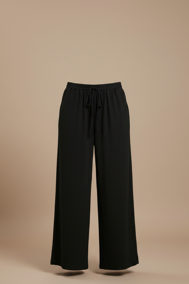 Pantalon Japonais Noir Fluide Ample Décontracté Côtelé - Cordé - vue 3