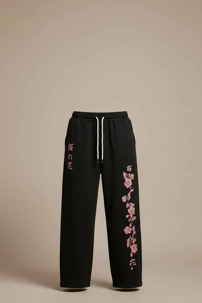Pantalon Japonais Noir Ample Sakura Streetwear Homme - Molleton - vue 3