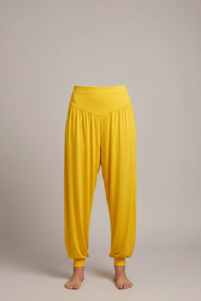 Pantalon Japonais Sarouel Fluide Jaune Ample Confortable - Viscose - vue 3
