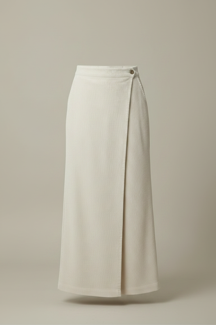 Pantalon Japonais Crème Côtelé Ample Fendu Élégant - Beige Cordé - vue 3