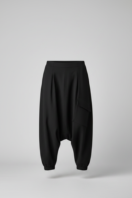 Pantalon Japonais Noir Ample Harem Cargo Homme - Polyester - vue 3