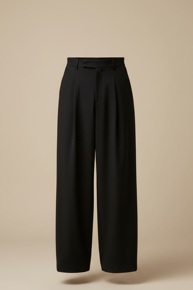 Pantalon Japonais Noir Large Plissé Décontracté Homme - Polyester - vue 3