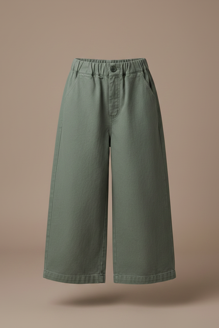 Pantalon Japonais Vert Kaki Ample Coton Enfant - Toile - vue 3