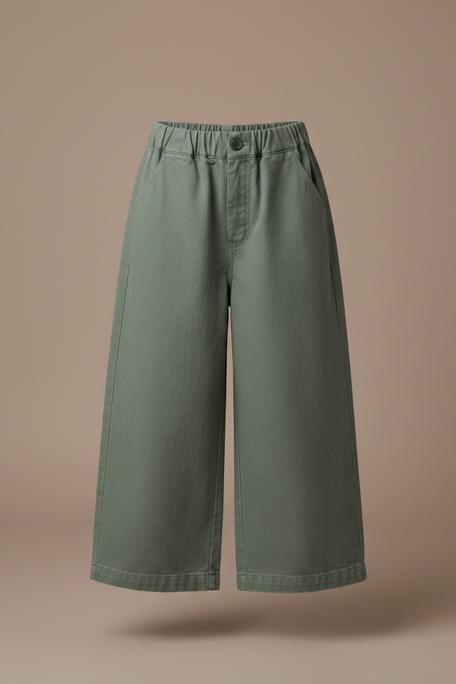 Pantalon Japonais Vert Kaki Ample Coton Enfant - Toile - vue 3