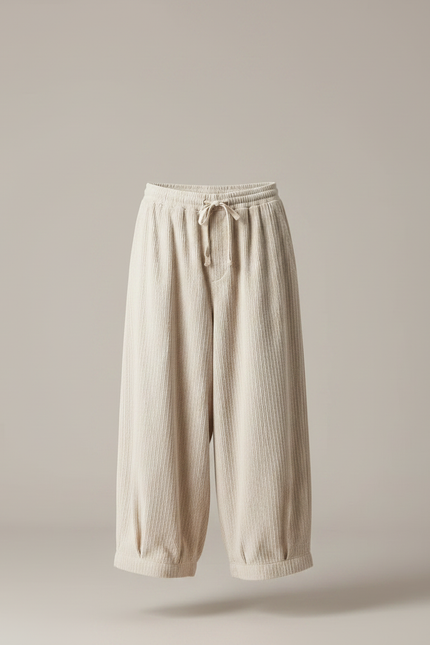 Pantalon Japonais Velours Côtelé - Beige Cordé - vue 3