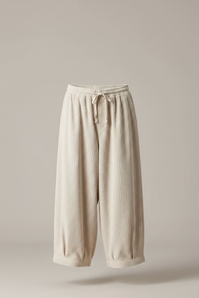 Pantalon Japonais Velours Côtelé - Beige Cordé - vue 3