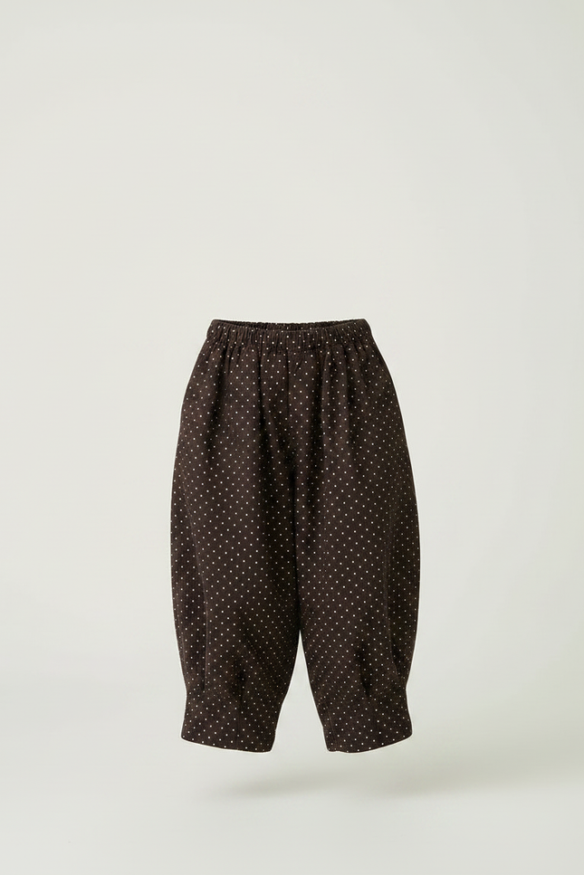 Pantalon Japonais Marron Ample Côtelé Points Fille - Cordé - vue 3