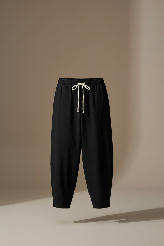 Pantalon Japonais Noir Ample Coton Homme Confortable - vue 3
