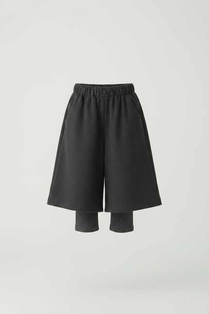 Pantalon Japonais Gris Foncé Ample Molletonné Enfant - vue 3