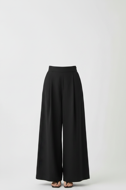 Pantalon Japonais Noir Fluide Ample Taille Haute - Viscose - vue 3