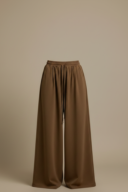 Pantalon Japonais Marron Ample Fluide Décontracté Femme - Molleton - vue 3