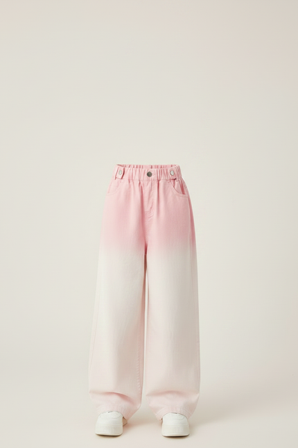Pantalon Japonais Large Dégradé Rose Denim Fille - Jean - vue 3