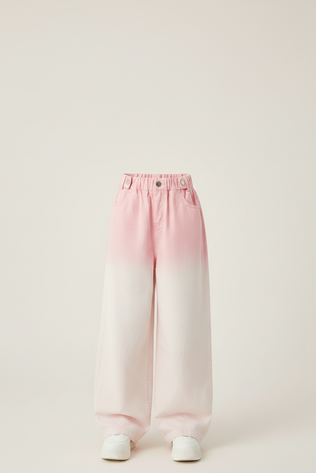 Pantalon Japonais Large Dégradé Rose Denim Fille - Jean - vue 3
