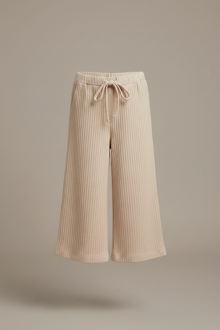 Pantalon Japonais Beige Côtelé Ample Élastique Enfant - Maille - vue 3