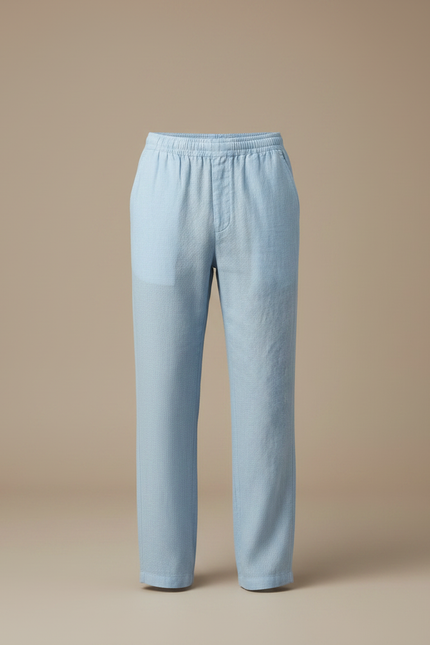 Pantalon Japonais Bleu Lin Ample Décontracté Homme - vue 3