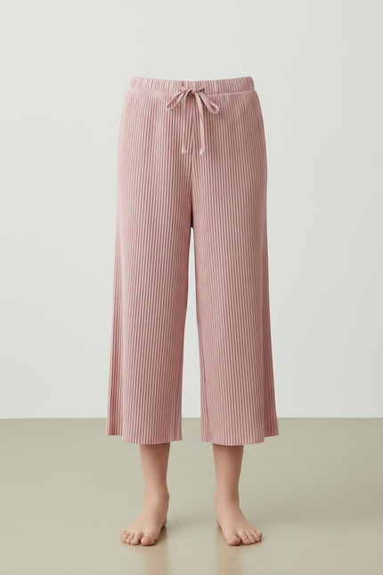 Pantalon Japonais Rose Plissé Ample Décontracté Fille - Maille - vue 3