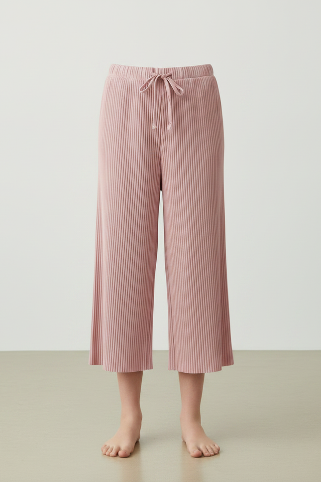 Pantalon Japonais Rose Plissé Ample Décontracté Fille - Maille - vue 3