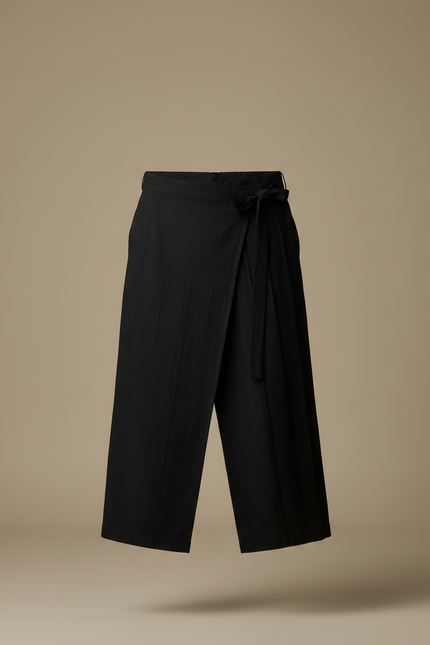 Pantalon Japonais Noir Ample Croisé Coton Homme - vue 3