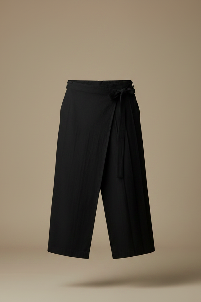 Pantalon Japonais Noir Ample Croisé Coton Homme - vue 3