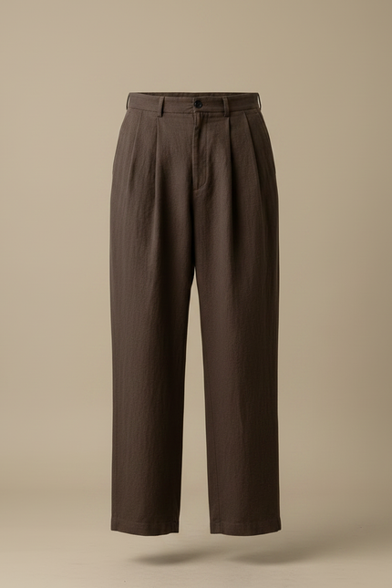 Pantalon Japonais Marron Ample Fluide Élégant - Lin - vue 3