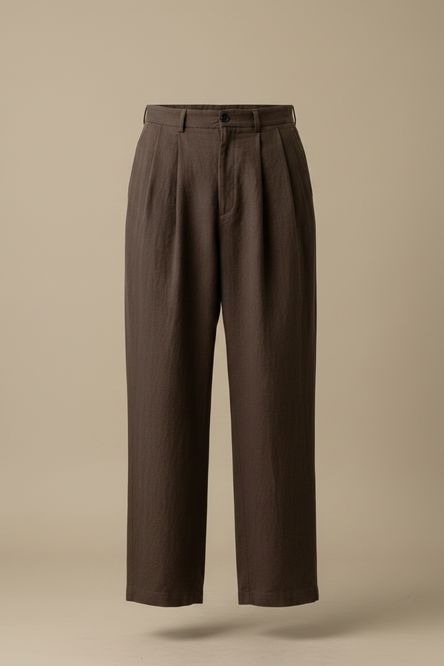 Pantalon Japonais Marron Ample Fluide Élégant - Lin - vue 3