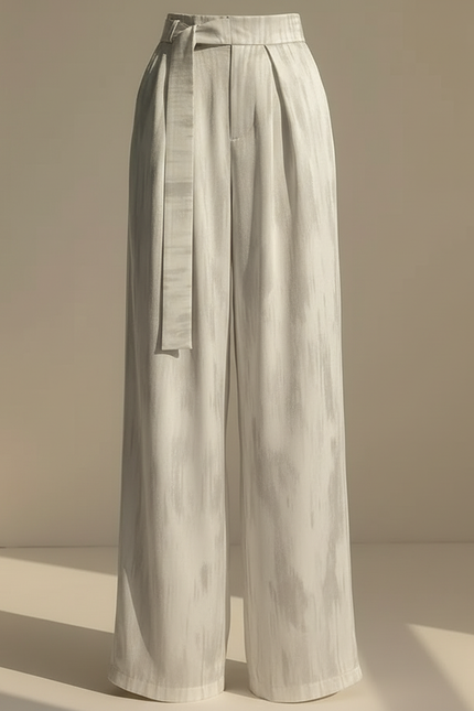 Pantalon Japonais Satiné Ample Fluide Décontracté Gris Clair - vue 3