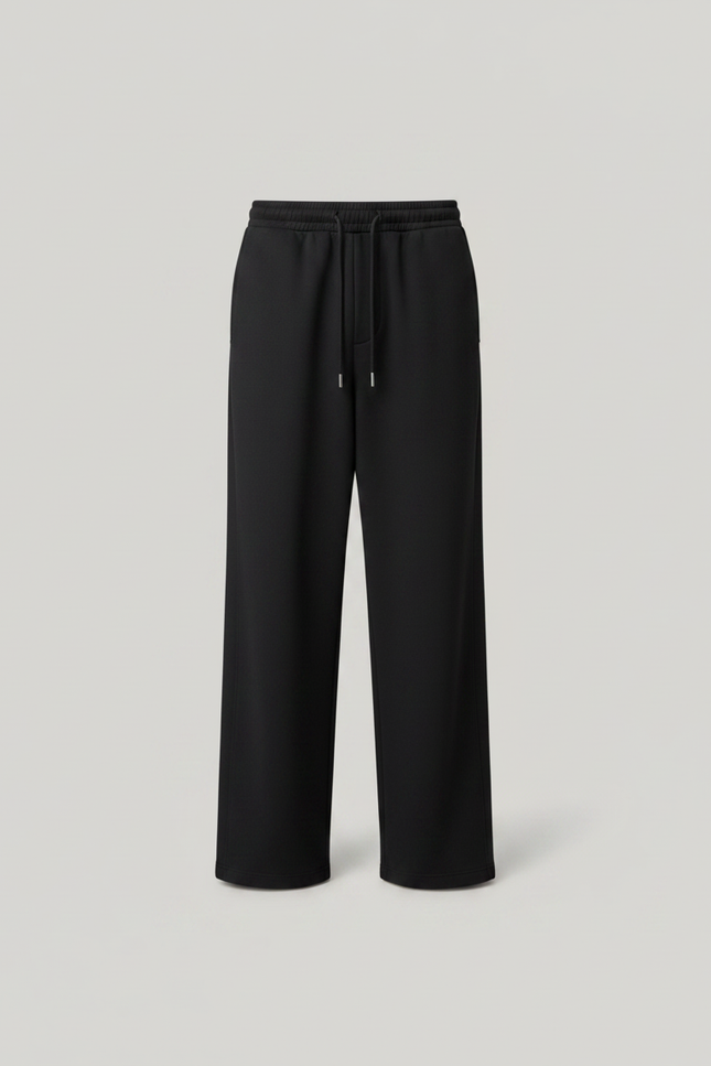 Pantalon Japonais Noir Fluide Cordon Homme Minimaliste Large - Molleton - vue 3