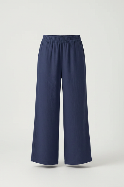Pantalon Japonais Bleu Marine Ample Décontracté Fluide - Lin - vue 3